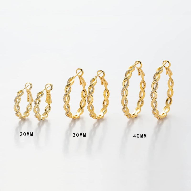 Senteria 925 Sterling Silver Earrings Hoops for Women Lightweight Twisted Hoop Earrings With Cubic Zirconia Hypoallergenic Hoops Earrings (20/30/40/50/60MM) - Image 5